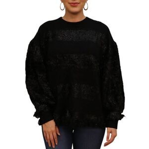 Zac Posen Cooper Shimmer-Fringe Striped Sweater